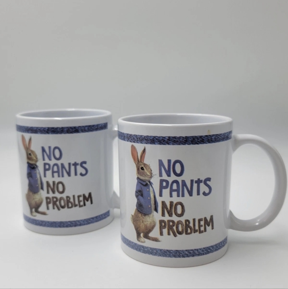 Lot Of 2 Peter Rabbit Movie No Pants No Problem Ceramic Coffee Mug Tea Cup 2020